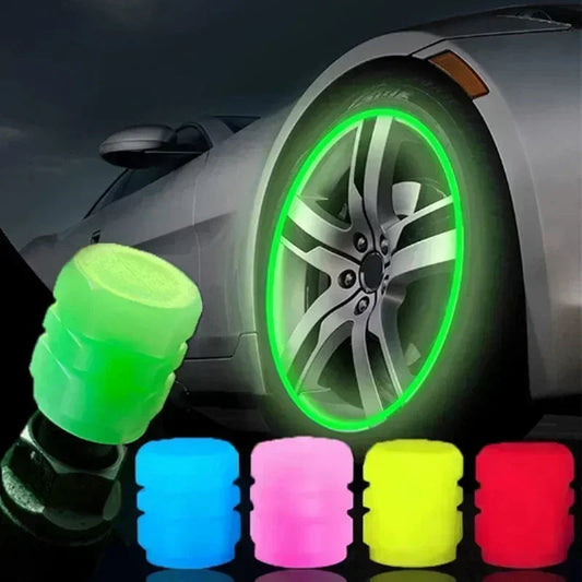 Universal Fluorescent Light Night Glowing Tire Valve Caps For Cars Bikes By cycles