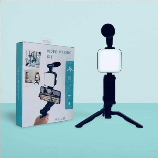 Vlogging Kit With Tripod Phone Holder Mini Microphone LED Fill Light Starter For TikTok Live Stream Video YouTube