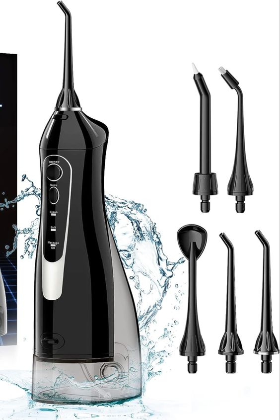 Oral Irrigator 3 Cleaning Modes Waterproof Rechargeable Dental Cleaner 4 Nozzles Clean Gums